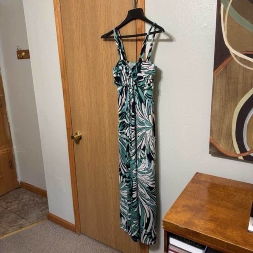 Jonathan Martin Size 12 Multi-Color w/Floral Print Sleeveless Maxi Dress - EUC